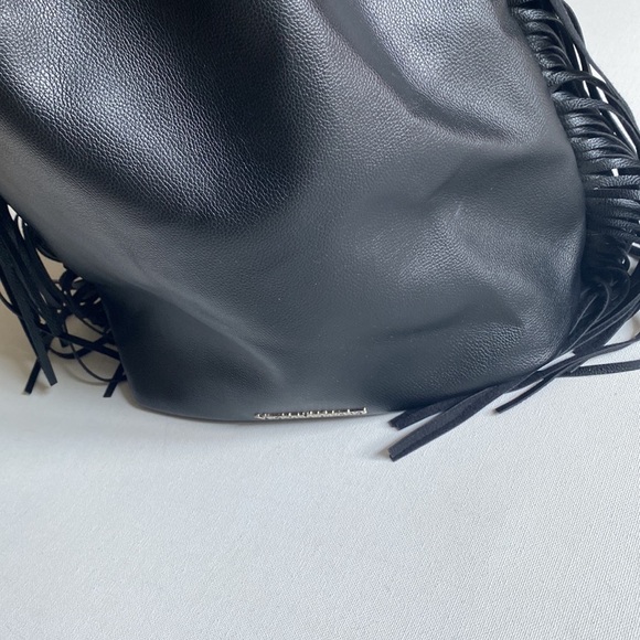 Victoria's Secret Fashion Show Fringe Faux Leather Tassel boho Backpack in Black - Picture 13 of 16